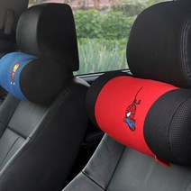 마블 캐릭터 차량용 원형 목쿠션 헤드쿠션, 아이언맨 블루, 1개