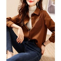 [이꾸띠] 키인리 봄 가을 2040 여성 버튼다운 카라 무지 이쁜 단추 포인트 깔끔하고 단정한 스타일 리쉬 2컬러 블라우스