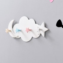 크리에이티브 귀여운 별 달 구름 모양 네일 프리 벽걸이 후크 방 장식 열쇠 걸이 주방 보관 후크, B