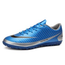 mtb 클릿 슈즈 자전거 신발 남자 스포츠 축구화 블랙 블루 남성 축구 봄 가을 클리트, 블루 TF, 오분의 사