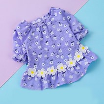 Princess Skirt Pet Cat Clothes Flower Printting Daisy Dress For Small Dog Floral Thin Summer, 02 보라색_01 XS