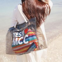데일리백 썸머비치백 투명 포인트 레터링 여행용 숄더백 hb151ea