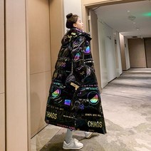 연예인롱패딩 유광패딩 화려한 루즈핏 야광