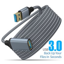 USB 3.0 케이블 연장 남성 여성 데이터 5Gbps USB3.0 코드 PC TV 프로젝터 빠른 속도, Grey _5m, 02 Grey_05 5m