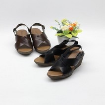 [코지] 여자 블럭 웨지힐 8cm 엑스 크로스 키높이 샌들