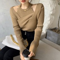 베이지데이 오피스룩 니트 골지 니트 홀터넥나시 세트