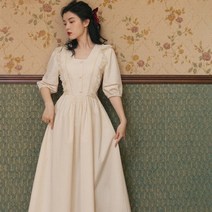 아이보리 레이스 개화기스타일 드레스 스퀘어넥 드레스 80년대 드레스