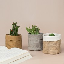 방수 크래프트 린넨 종이 화분 북유럽 페이퍼백 인테리어 수납 소품 화분커버 8종, 브라운 13cm
