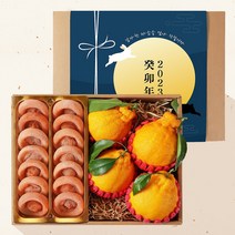 우리동네과수원 [1/18일 자정주문건까지 명절전배송]정성가득 곶감650g+한라봉4입 혼합선물세트+보자기증정