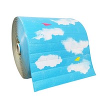 접착식파벽돌 DIY 3D 월 스티커 벽지 셀프 접착 폼 소프트 룸 홈 데코 방수 곰팡이 방지 아이 침실용, 18 Cloud Blue Sky_03 70cmX10m