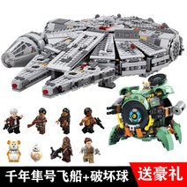 스타워즈 밀레니엄 팔콘 호환 레고 스페이스 엠파이어 우주선 로봇 모델 조립 빌딩 블록, MillenniumFalcon+WreckingBall1