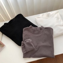 뜨뜻한 부드러운 착용감 여성 반폴라 기모 반목 긴팔티