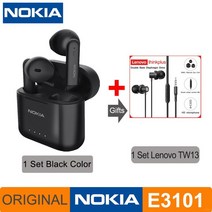 무선 이어폰 헤드폰 블루투스 QCY노키아 E3101 TWS Fone 소음 듀얼 마이크 HD 통화 헤드셋 안드로이드 ios, 06 E3101 Black and TW13