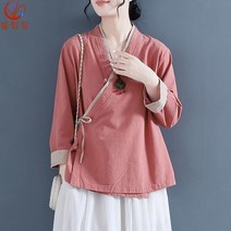 셀럽당 르네상스 생활한복 스냅 블라우스 여춘추 면마 상의 빈티지 티슈