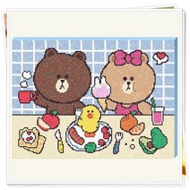 취미 공예 보석십자수 라인프렌즈 해피디저트 46x34