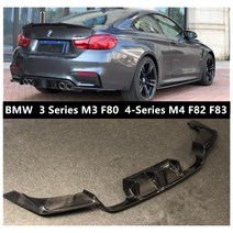 Bmw 3 4시리즈 m3 f80 m4 f82 f83 리얼 카본 파이버 리어 범퍼 디퓨저 립, 없음