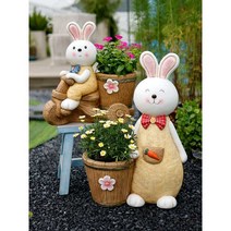 정원 가든 토끼 화분 조형물 다육식물 인테리어, 토끼 자매