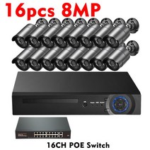 Gadinan 불릿 IP POE 보호 카메라 시스템 야외 스마트 홈 CCTV 레코드 감시 키트 H.265 NVR 32CH 8MP, 03 16pcs 8MP Cameras_03 8 + 8t