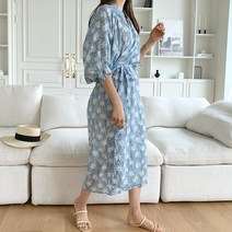 핏앤제이- 하즈누 플라워 랩스타일 로브 원피스