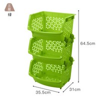 바구니 국다용도 주방 캐비닛 야채넣기 수납선반 야채 스탠드형 다층 과일과야채 가정용 과일 수납박스, T04-스몰사이즈 그린색 4단