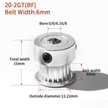 3D 프린터 부품 액세서리 GT2 20 치아 보어 4566358mm 2GT 타이밍 알루미늄 풀리 GT2610mm 오픈 동기 벨트에 적합, 5mm, 6mm, 100pcs