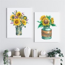 셀러허브 감성 수채화 해바라기 그림 액자 No11 20 캔버스 50호, 16번／50호80x117cm(캔버스액자옆면흰색)
