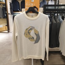 [바쏘옴므]남성/남자 봄가을간절기니트 아이보리 프린팅 남자 면니트 WSW1WR18 NC울산뉴코아