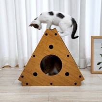 [펫카]고양이 우드 삼각형 스크래쳐 숨숨집 리필형, 본품