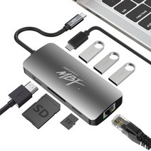 넷플릭스지원 USB3.1 C타입 연결멀티허브 LG그램 삼성노트북9 맥북에어 맥북프로 RJ45 인터넷 랜케이블 단자 HDMI 모니터 확장 연결케이블 USB3.0허브, 15cm, 1개