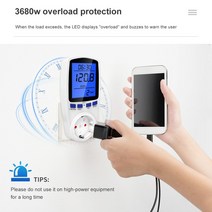 디지털 파워 미터 전력계 전압 소켓 와트 Kwh 에너지 사용량 모니터 전기 소비량 측정기 콘센트 220V AC, CHINA, 영국