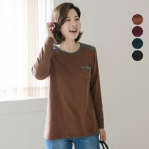 스톨 포켓 배색 라운드 티셔츠