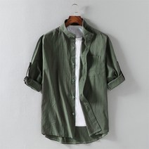 남자 린넨 셔츠 7부 반팔 빅사이즈 봄 여름 가을 남성 캐주얼 면마 마 상의 22년 mens summer linen shirts KB0121