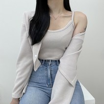 VANANA2 여성 국내생산 꾸안꾸 골지 단추 가디건 나시 투피스 세트