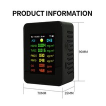 9in 1 다기능 대기질 모니터 검출기 PM2.5 PM10 HCHO TVOC 휴대용 이산화탄소, 01 Black