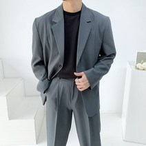 남자 봄 가을 프리미엄 오버핏 미니멀 절개 캐주얼 블레이저 자켓4color