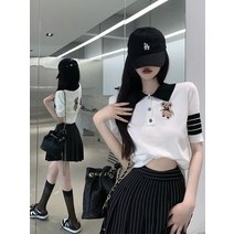 가을 학원룩 긴팔 니트 여소 프렌치 루즈핏 트렌드 골프 티셔츠