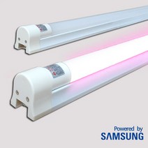 led 형광등 T8 AC 직관형광램프 슬림직갓 노출1등 세트 10W 분홍적색 정육점 600mm 삼성칩, 7)600mm 슬림직갓1등세트 분홍적색(정육점)