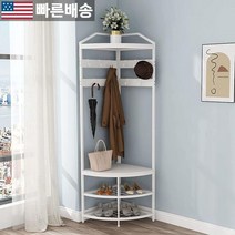 [GiftGo 정품] 코너 홀 트리 신발 벤치 입구 코트 랙 10개의 금속 이동식 후크 포함 레트로 브라운 독립형 의류 선반 정리함 홈 오피스 침실용 688128