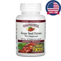 네추럴팩터스 포도씨추출물 100mg 폴리페놀 60식물성캡슐, 100mg 60식물성캡슐