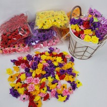 장미꽃머리 조화 100pcs 500pcs 리스재료 고기집 고깃집 꽃장식 정육포장, 빨강, 100pcs(꽃머리100개)