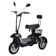 여성 세발 전기자전거 접이식 배터리 48V 삼륜 전동 전기 스쿠터 어른용, 블랙, 옵션02 싱글 납산36V(운행거리30-35km)