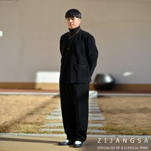 [2558] (남) 골지 티 바지 한벌 생활한복 / 한벌 세트 봄가을 거사님 남자 남성 한복 개량한복 수련복 법복 절복 승복 템플스테이 지장사
