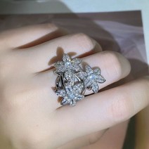 물고기애끼반지 천주교 자매 불교 925 실버 배 모양 지점 꽃 지르콘 반지 여성 다이아몬드 큰 파티 생일