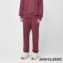 아키클래식 따뜻한 공용 스웨트 기모 팬츠. 가먼트 다잉 스웨트 팬츠 다크 버건디외 컬러 택