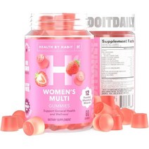 HealthByHabit 여성 종합비타민 구미젤리 글루텐프리 멀티비타민 필수영양 딸기맛 60구미, 멀티 60구미