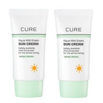 김정문알로에 큐어 아쿠아 마일드 그린 선크림 40mlx2 총80ml 안심무기자차 알로에베라잎즙 SPF50+ PA++++ 자외선차단, 상세페이지 참조, 상세페이지 참조, 상세페이지 참조