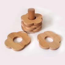 냄비받침 컵받침 다용도 패드 세트 꽃모양 플라워 원목 받침 대주방용 일상용, 단색