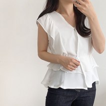 디아 브이 캉캉 프릴 민소매 나시 블라우스 BL