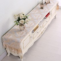 SKANDSALO 식탁보 레이스 패브릭아트 직사각형 거실 화장대 신발장 긴테이블 커버먼지방지 덮개천, T05-먼로란쥬, C06-46*210CM(적합 장롱 145-170CM)