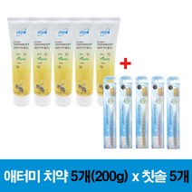 애터미 치약 5개+골드모 칫솔 낱개 5개, 1세트